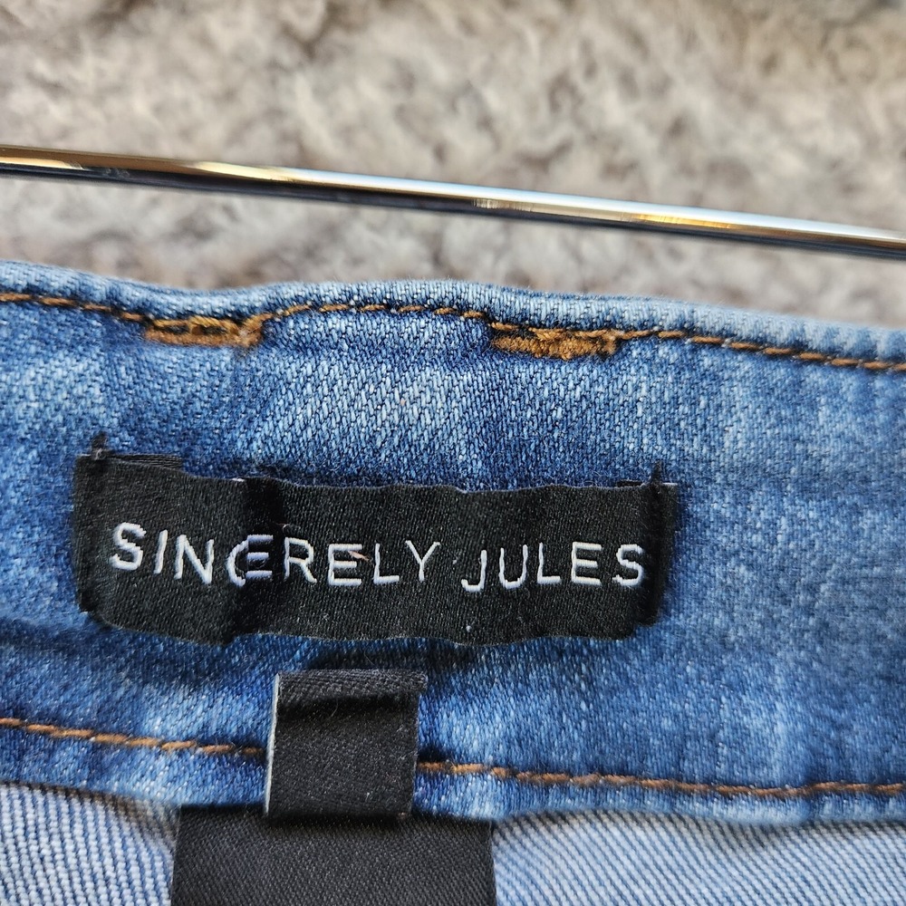 Sincerely Jules Bootcut Jeans Women 11/30 Blue Denim Cotton High-Rise Frayed Hem - Picture 9 of 14